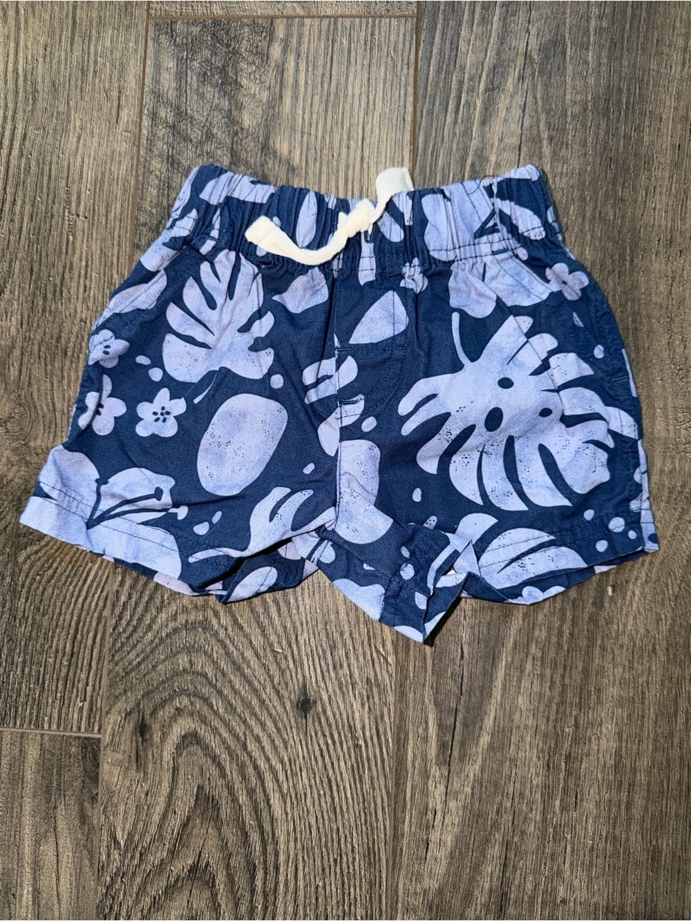 Carter's Navy Shorts with Light Blue Tropical Print